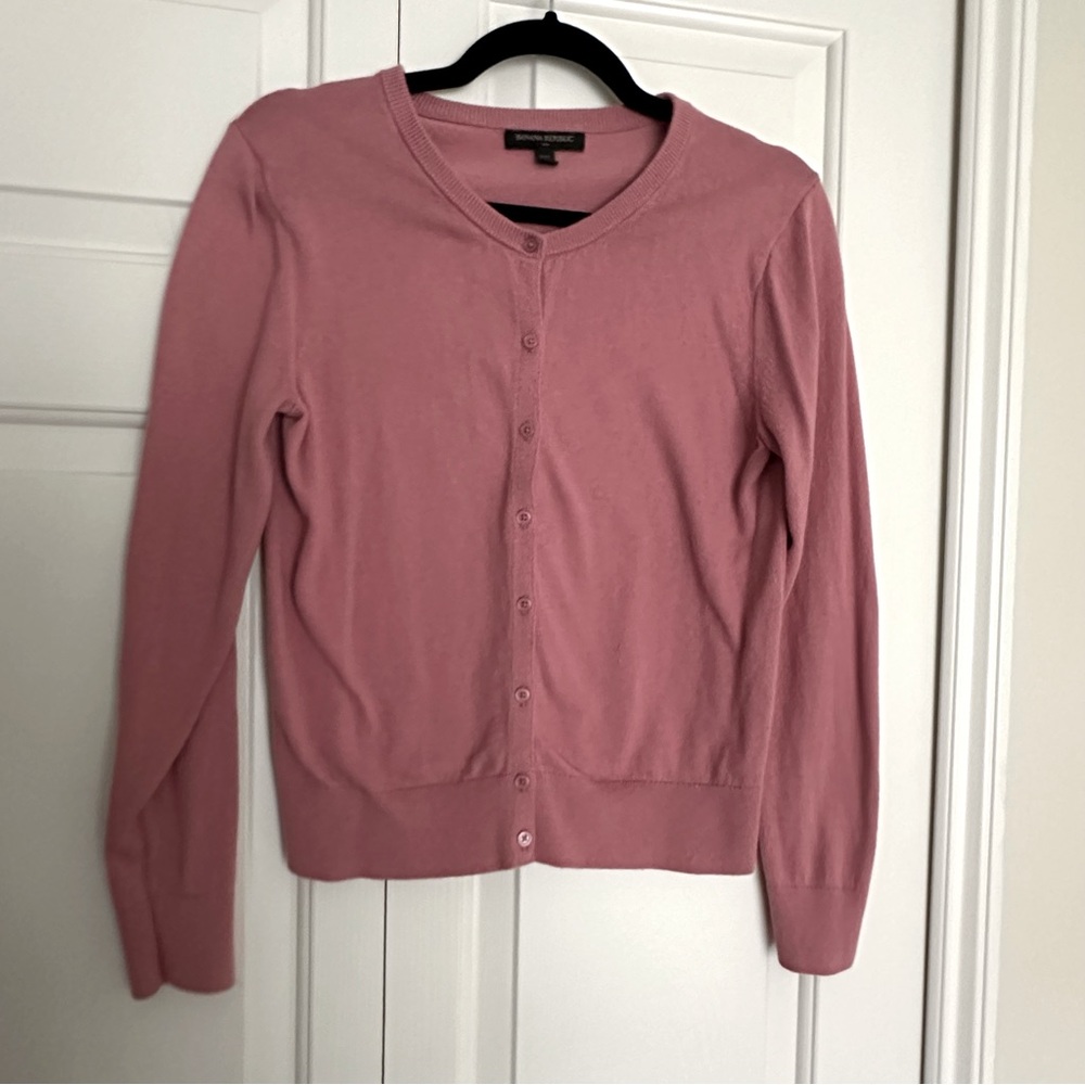 Petite pink knit cardigan